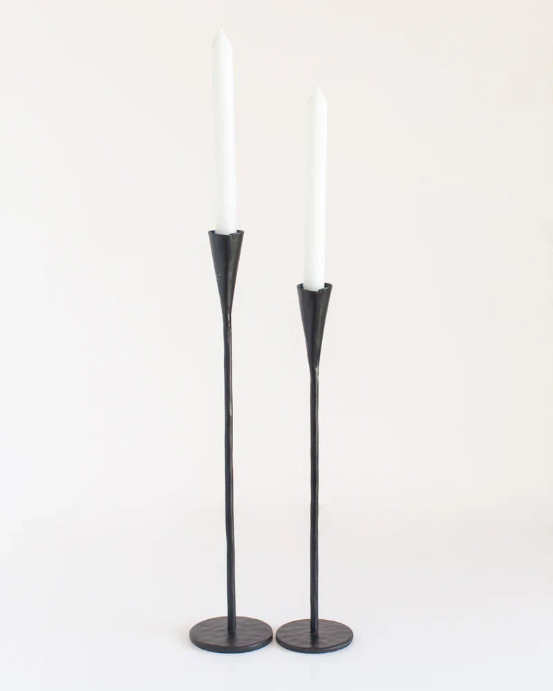 Phoenix Hand-Forged Iron Candle Stands - Set of 2