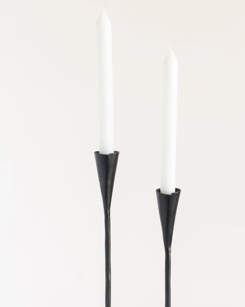 Phoenix Hand-Forged Iron Candle Stands - Set of 2
