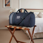 K2006DF | Borsone da Viaggio in Canvas di Cotone 100% /Vera Pelle, pieno fiore, Naked - Colore Blu, chiusura con lampo. Dimensioni: cm 45 x 25 x 28 - Confezione: Sacchetto in Tnt-0