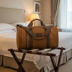 K2006UB | Borsone da Viaggio in Canvas di Cotone 100% /Vera Pelle, pieno fiore, Naked - Colore Cuoio, chiusura con lampo. Dimensioni: cm 45 x 25 x 28 - Confezione: Sacchetto in Tnt-0