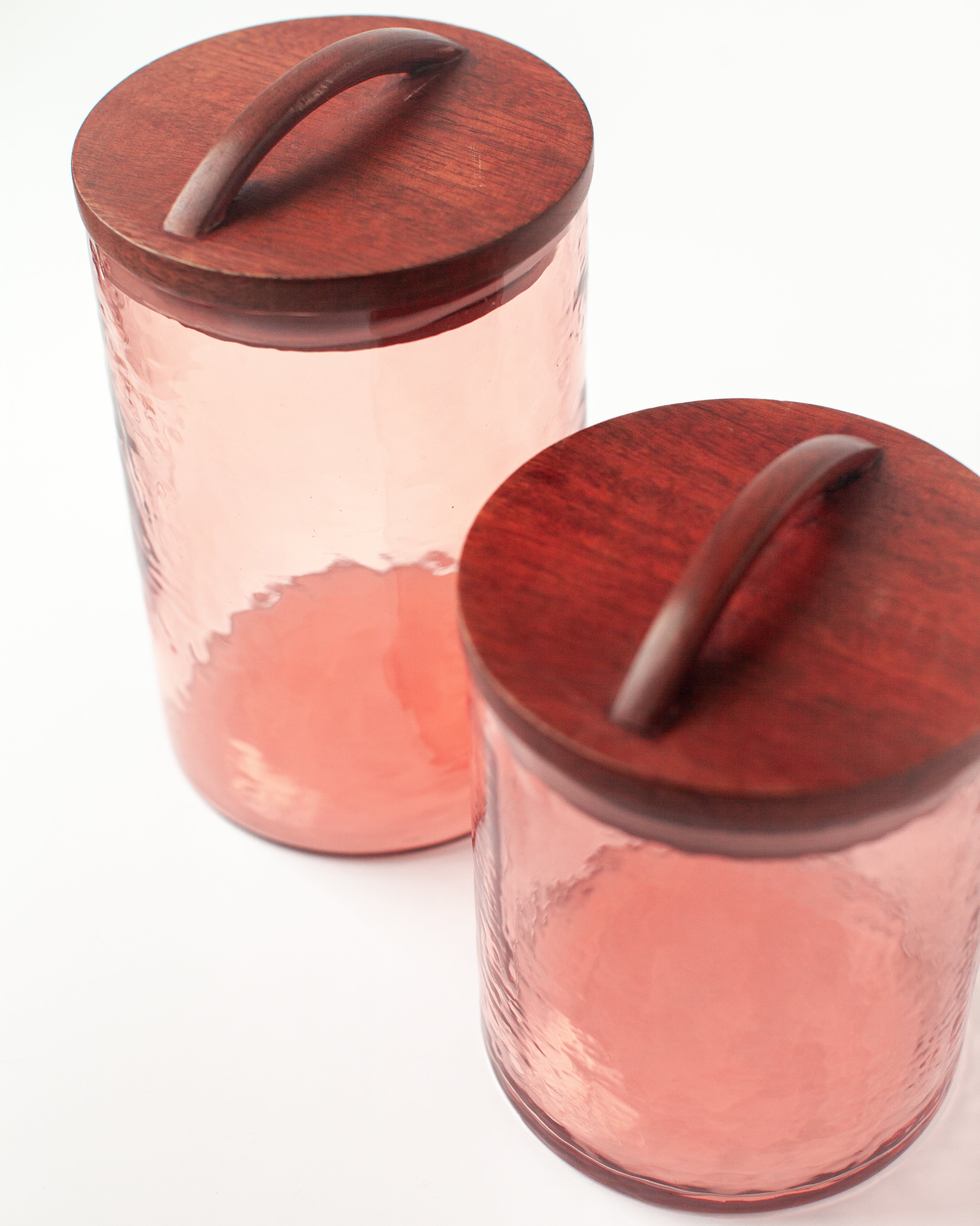 Caldera Hammered Glass Canisters with Wood Lid - Large