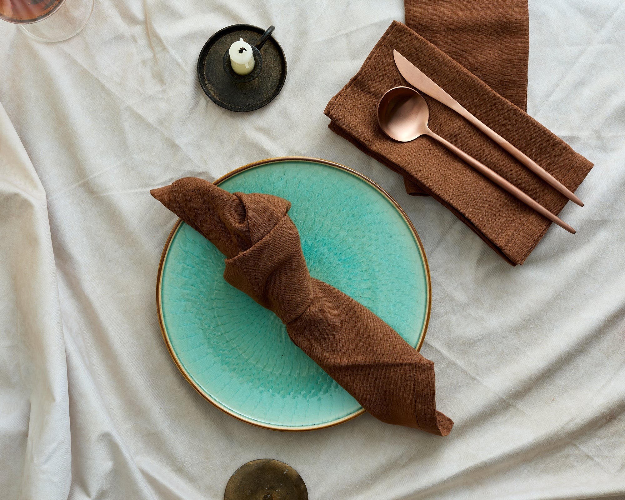 Indie Brown Muslin Cotton Table Napkin Set of 4-0