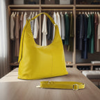 RB1017AR | Luna Morbida – The Soft Curve Shoulder Bag - Mustard- Dimensioni: cm 36 x 40 x 13-0