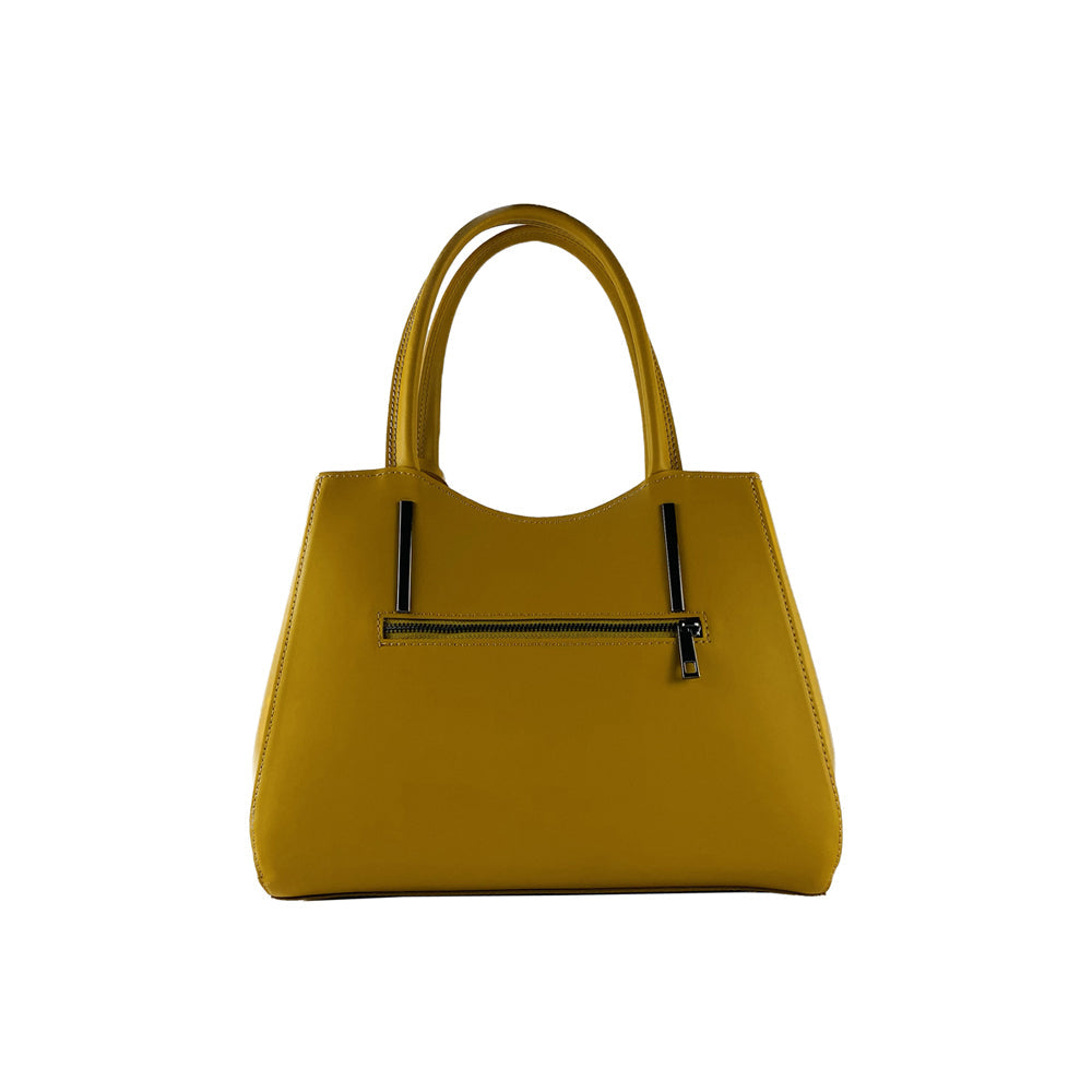 RB1004R | Milano Leather Handbag – Elegant, Organised & Versatile - Mustard- Colore Senape - Dimensioni: cm 33 x 25 x 15 + Manici 13 cm-1