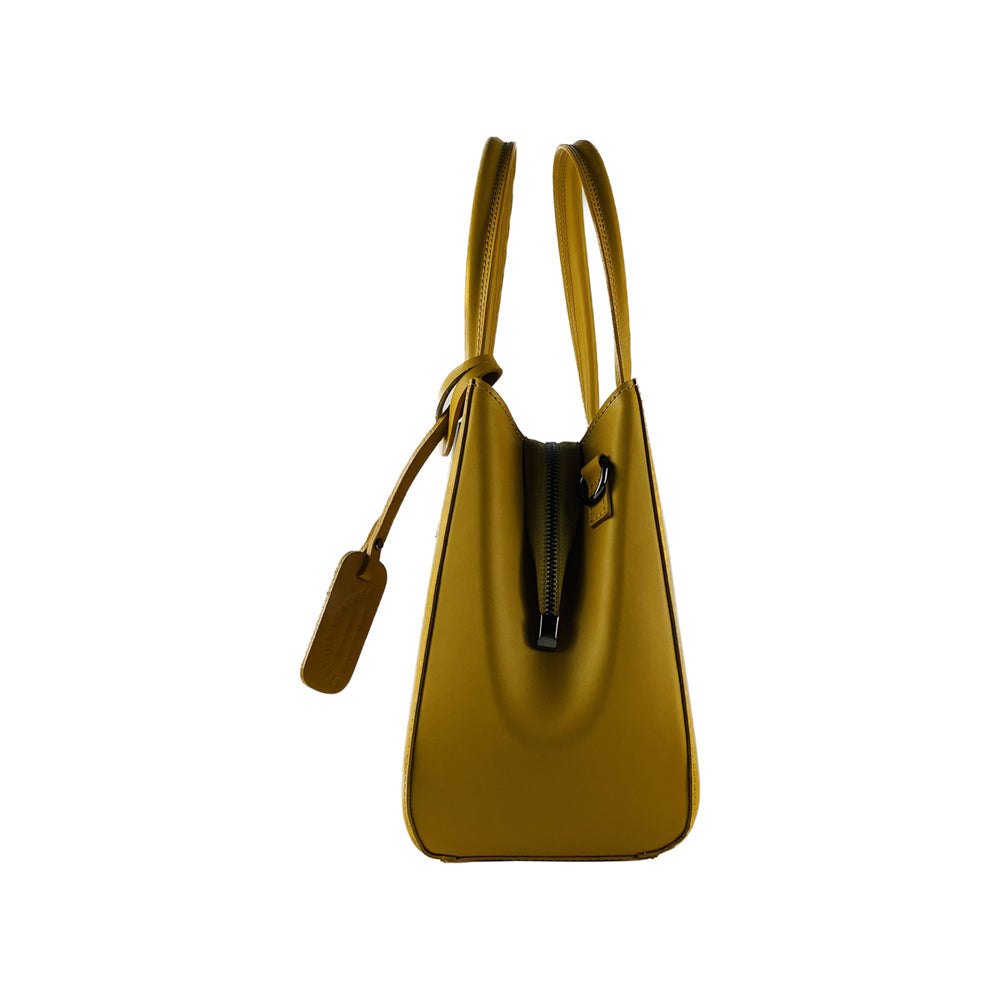 RB1004R | Milano Leather Handbag – Elegant, Organised & Versatile - Mustard - Colore Senape - Dimensioni: cm 33 x 25 x 15 + Manici 13 cm-3