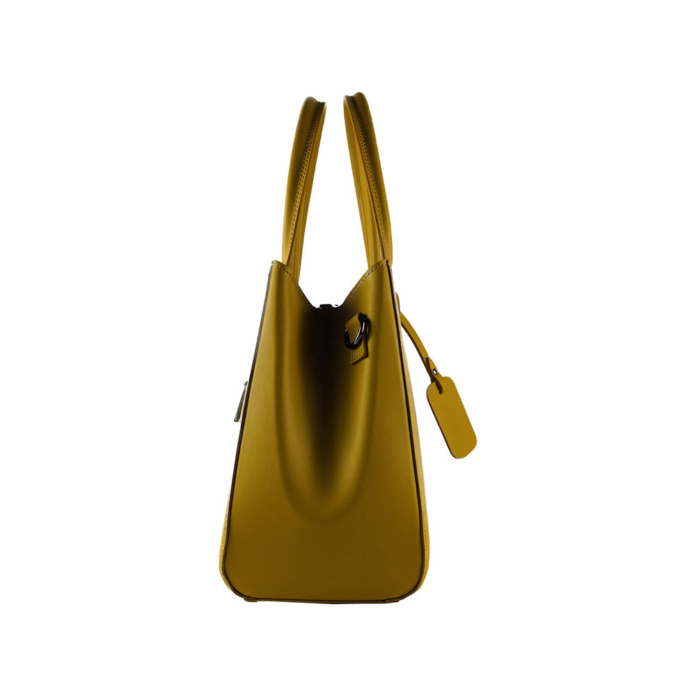 RB1004R | Milano Leather Handbag – Elegant, Organised & Versatile - Mustard - Colore Senape - Dimensioni: cm 33 x 25 x 15 + Manici 13 cm-4