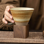 Cone Ceramic Mug with Walnut Base