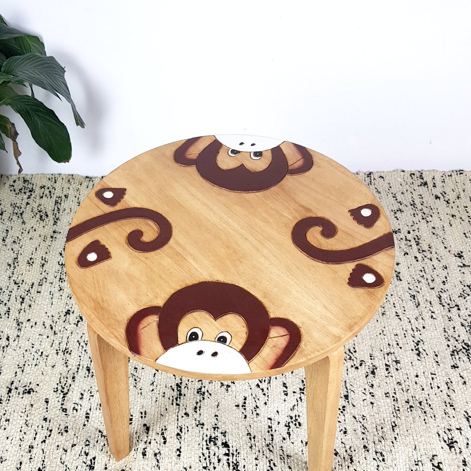 Kids Handcrafted Wooden Monkey Table