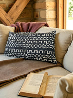 Mud-cloth Cushion Cover - Sahara lines - Black and White