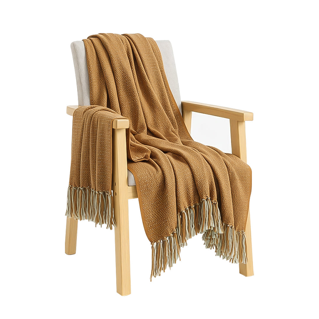 Mustard Tassel Throw
