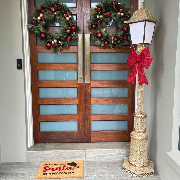 Please stop here Santa, We have cookies doormat