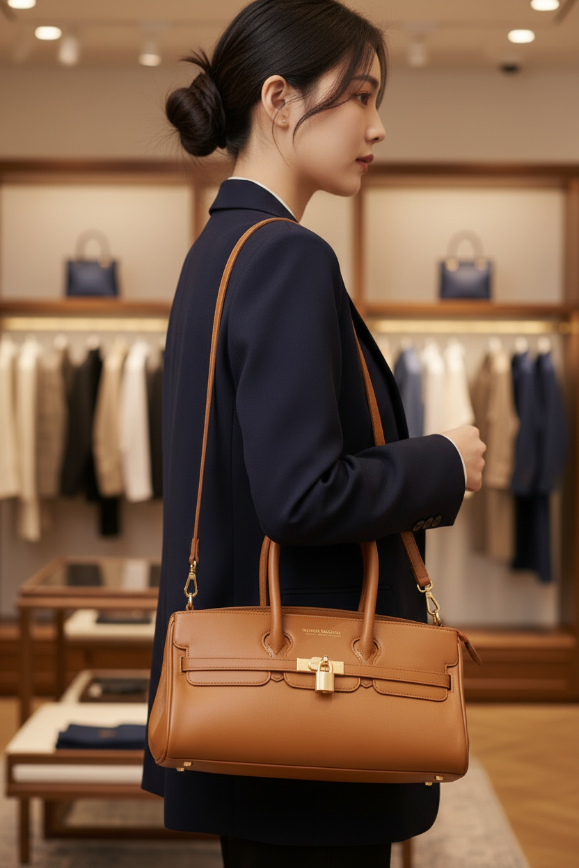 Arianna Leather Shoulder Bag - Cognac