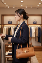 Arianna Leather Shoulder Bag - Cognac