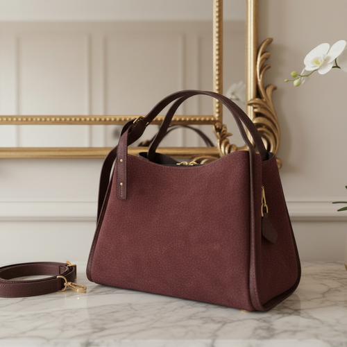 ALICE Bordeaux Suede Handbag