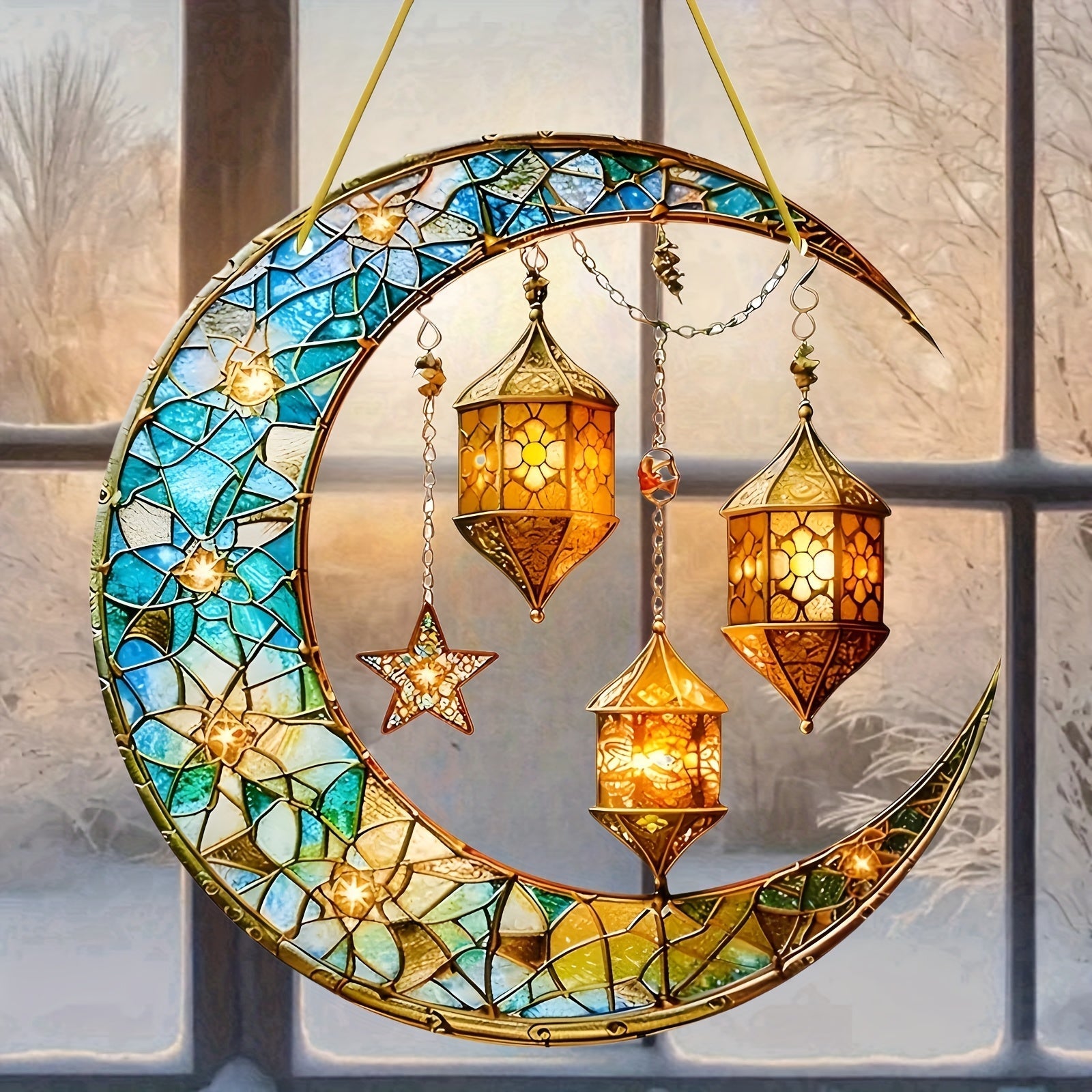 2D Flat Acrylic Ramadan Sun Catcher Hanging Ornament-1
