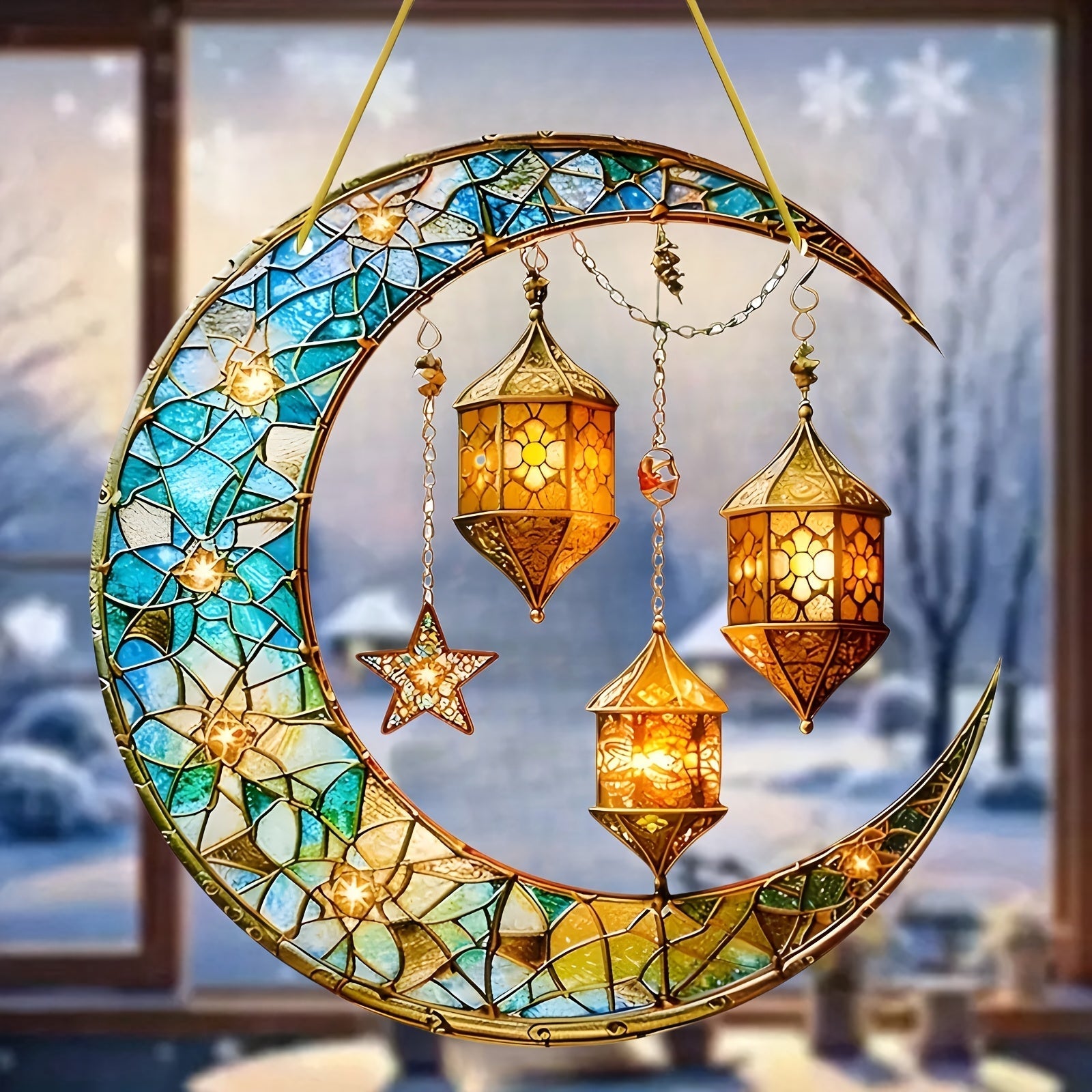2D Flat Acrylic Ramadan Sun Catcher Hanging Ornament-3