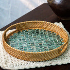 Cascade – Rattan & Mother of Pearl Serving Tray - Multiple Sizes