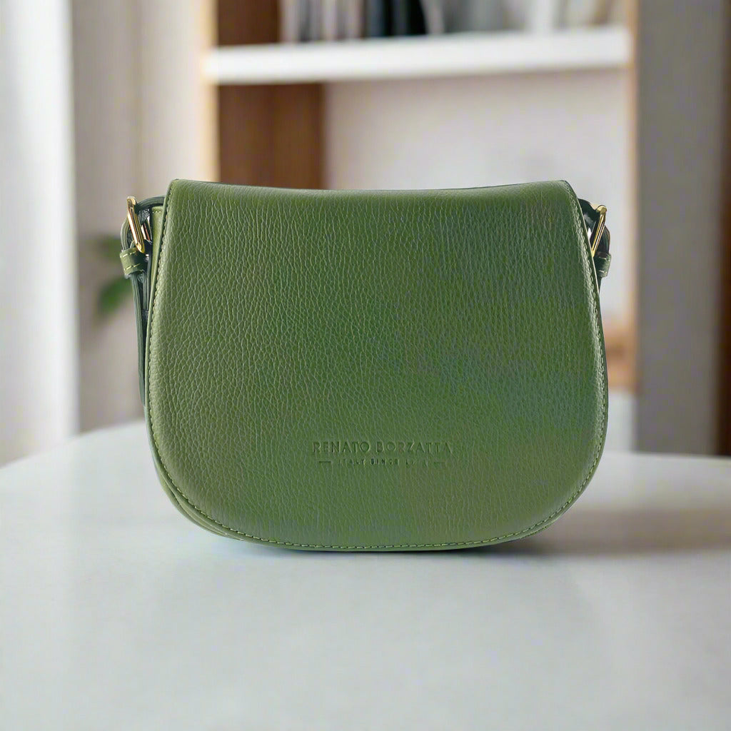 RB1002E | Serena_Italian_Leather_Shoulder_Bag_Antique_Green_- Dimensioni: cm 26 x 20 x 10-4