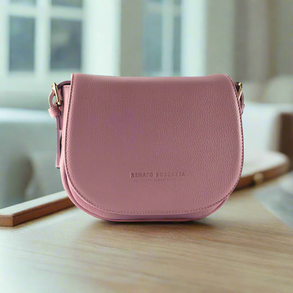 RB1002AZ | Serena_Italian_Leather_Shoulder_Bag_Antique_Pink_5 - Dimensioni: cm 26 x 20 x 10-4