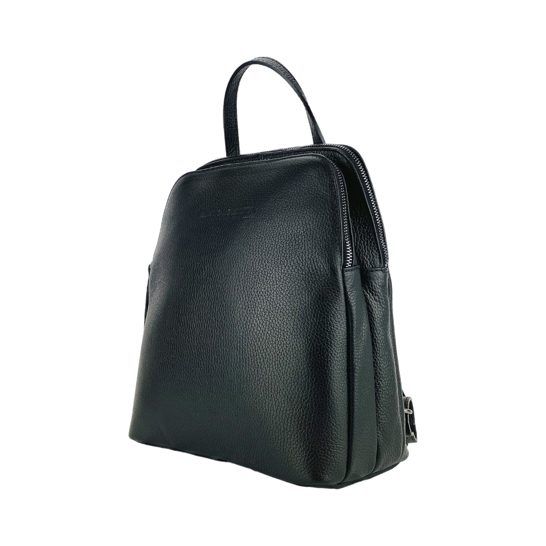 RB1018A | Siena Eleganza – The timeless Leather Backpack Black- Colore Nero - Dimensioni: cm 26 x 30 x 14,5-1