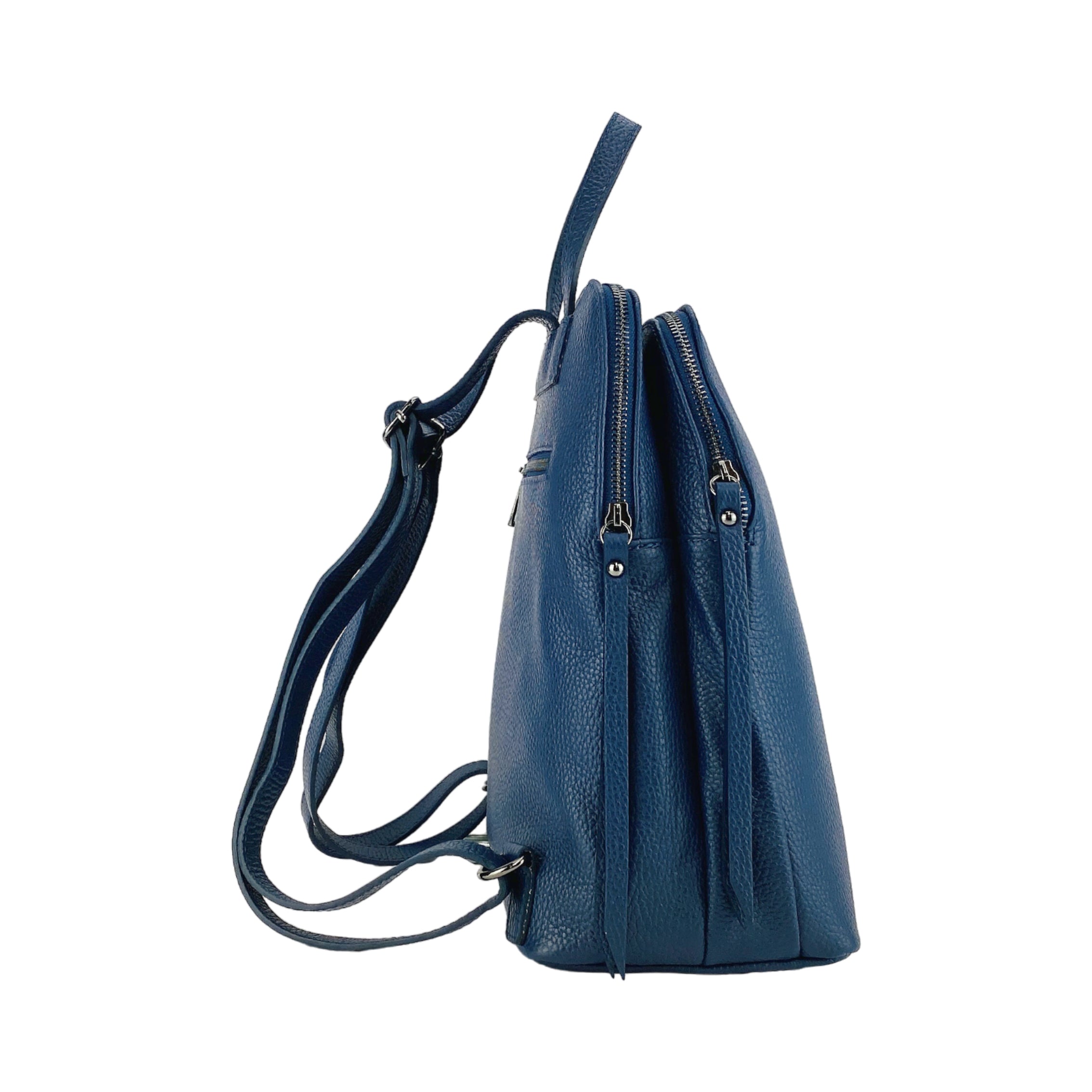 RB1018D | Siena Eleganza – The timeless Leather Backpack Blue- Colore Blu - Dimensioni: cm 26 x 30 x 14,5-3