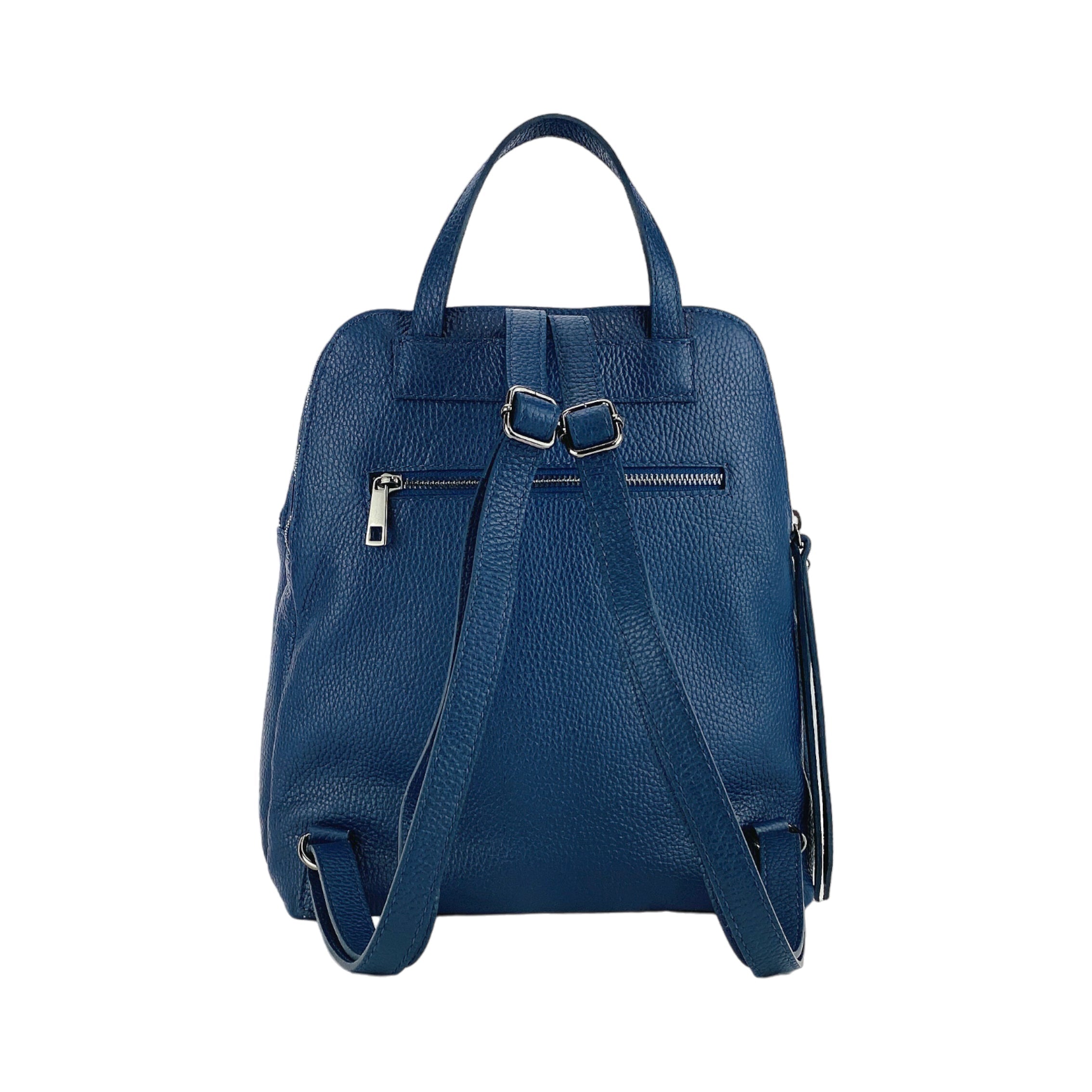 RB1018D | Siena Eleganza – The timeless Leather Backpack Blue- Colore Blu - Dimensioni: cm 26 x 30 x 14,5-4