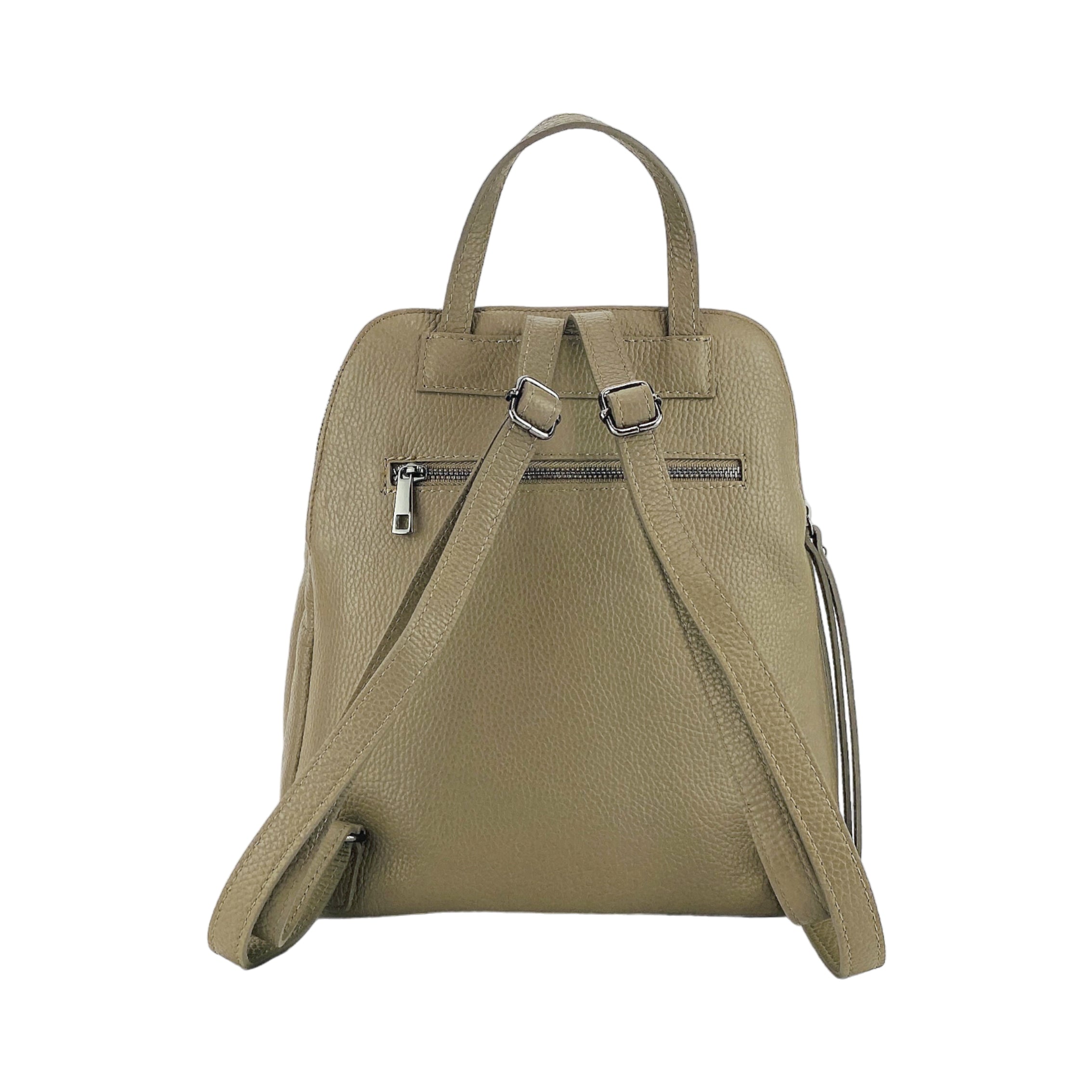 RB1018AQ | Siena Eleganza – The timeless Leather Backpack Taupe- Colore Taupe - Dimensioni: cm 26 x 30 x 14,5-4