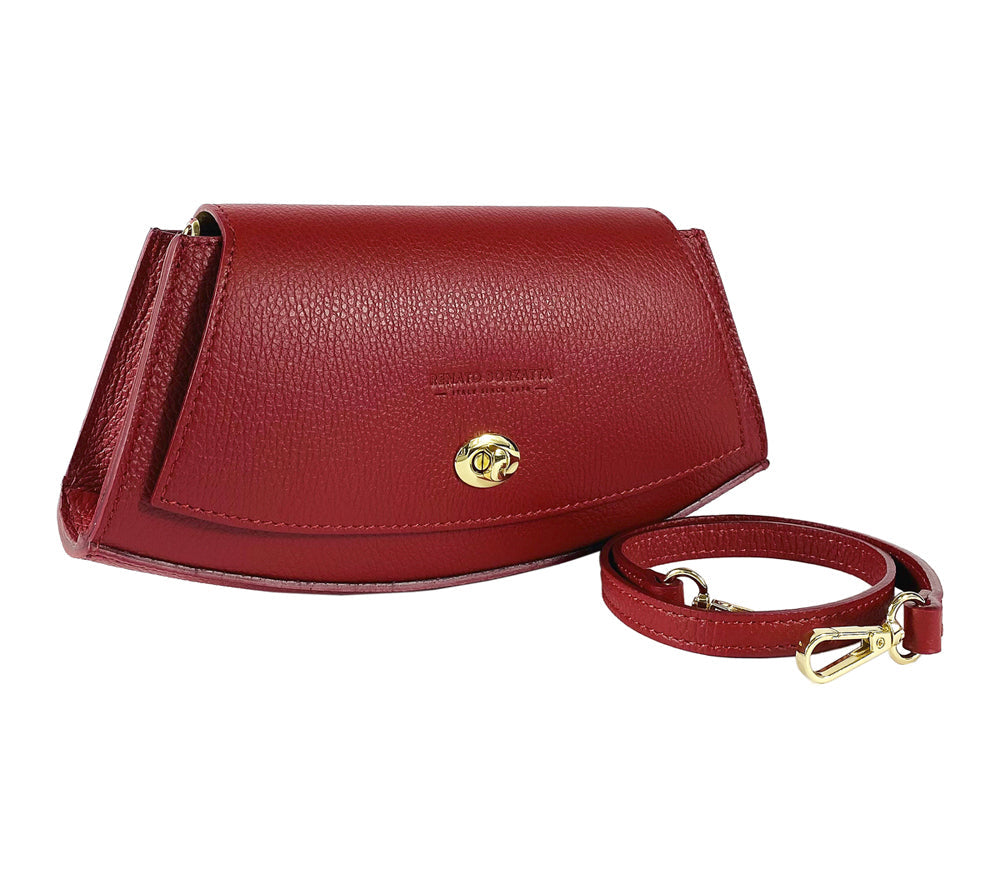 RB1009V | Solea – Italian Leather Shoulder Bag – Red - Colore Rosso - Dimensioni: cm 30 x 16 x 7-3