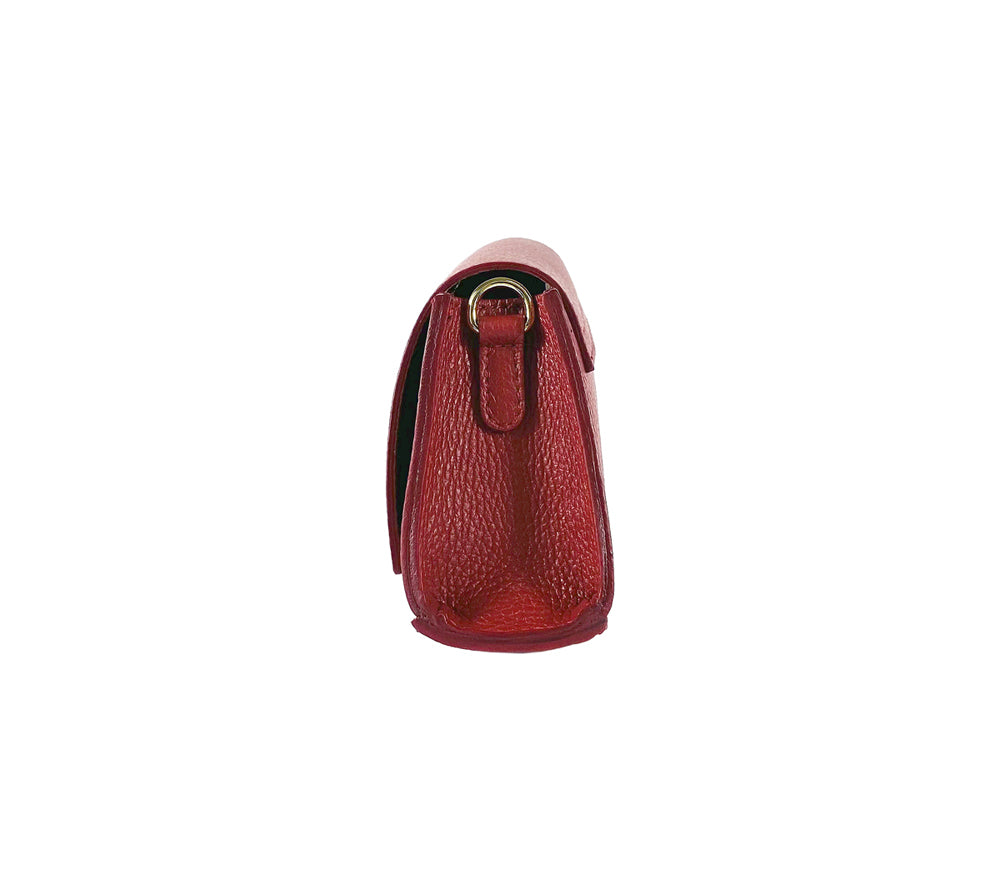 RB1009V | Solea – Italian Leather Shoulder Bag – Red - Colore Rosso - Dimensioni: cm 30 x 16 x 7-4