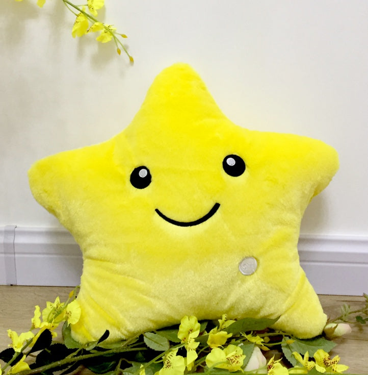 Star Plush Pillow – LED Light-Up Cushion