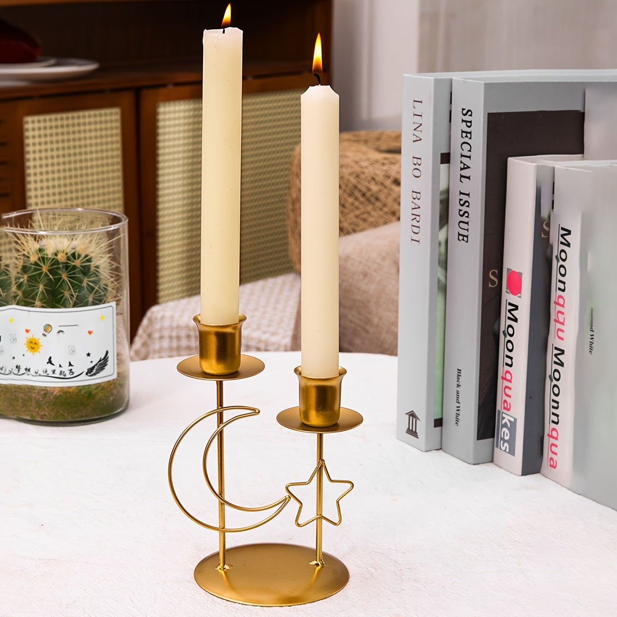 Golden Star Moon Ramadan Candle Holder-2