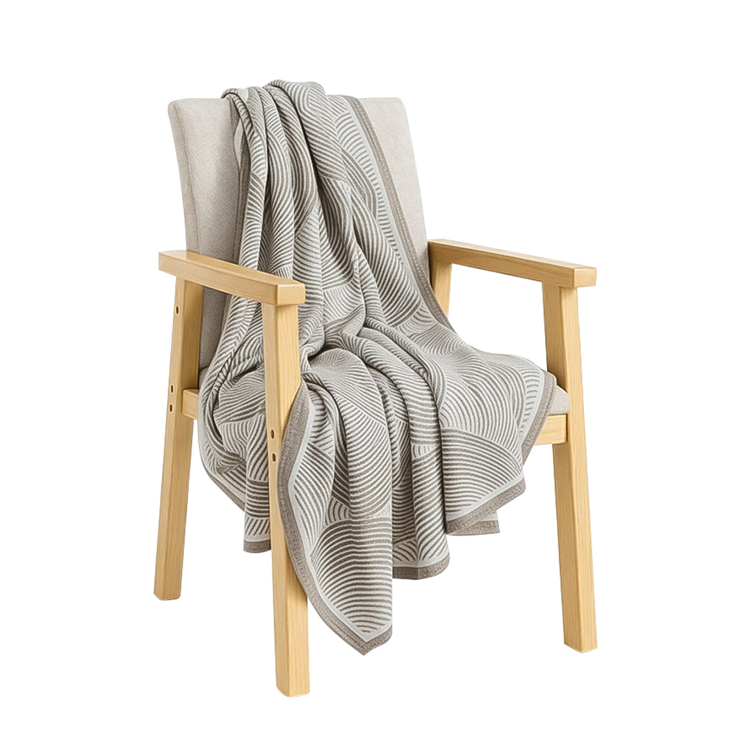 SOGA Beige Geometric Swirl Throw Blanket 130x180cm Polyester-0