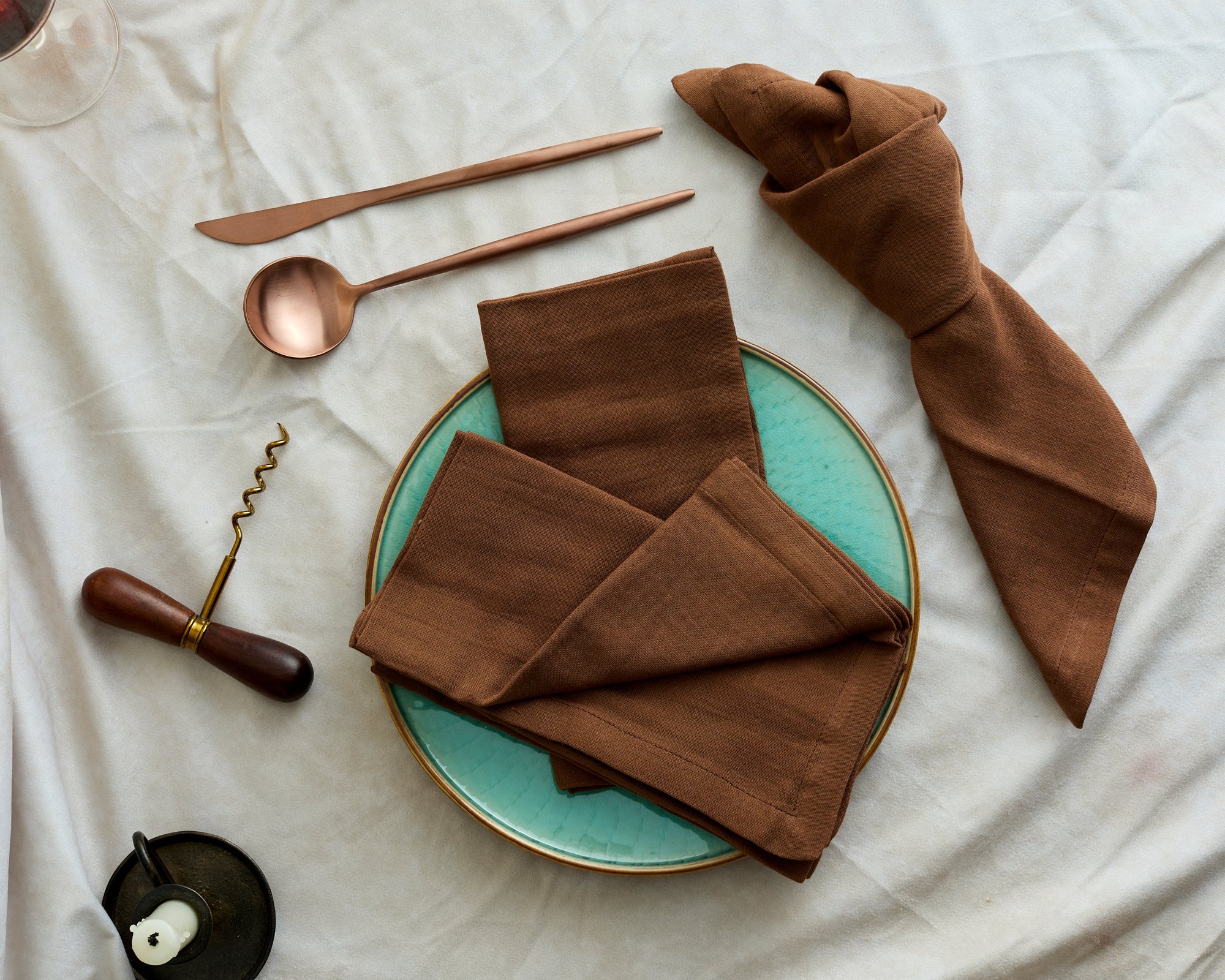 Indie Brown Muslin Cotton Table Napkin Set of 4-2
