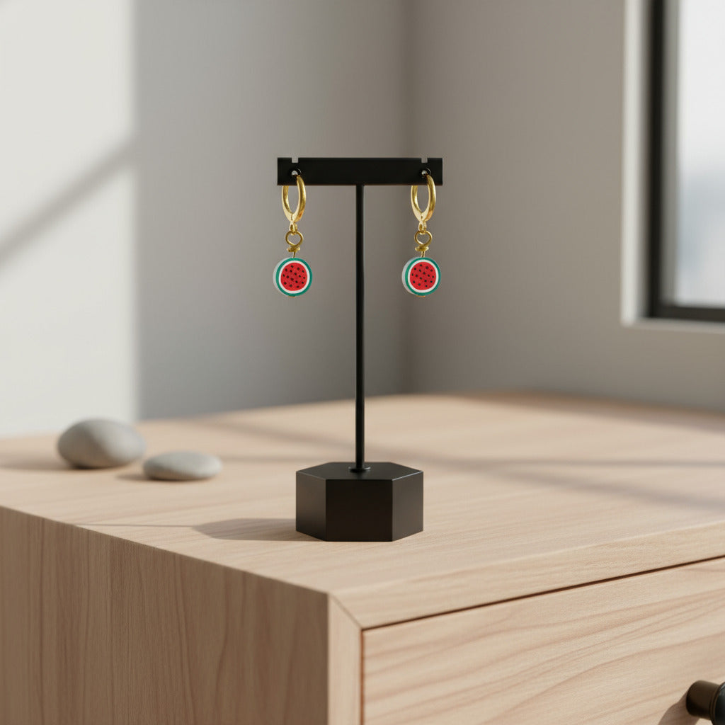 Watermelon huggie earrings