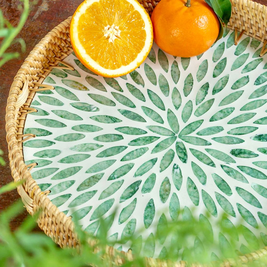 Everglade - Rattan Tray Mother of Pearl- Multiple Sizes