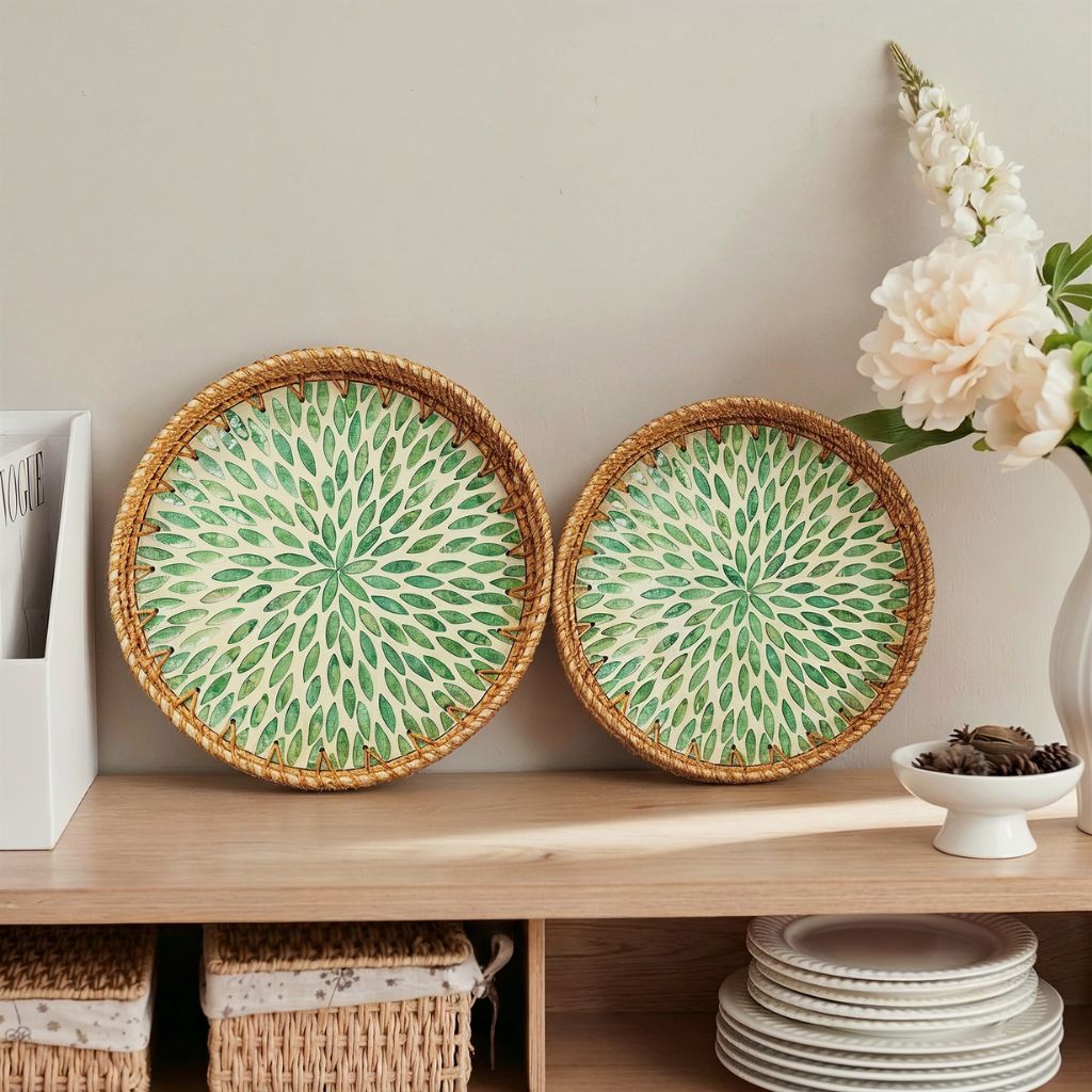 Everglade - Rattan Tray Mother of Pearl- Multiple Sizes