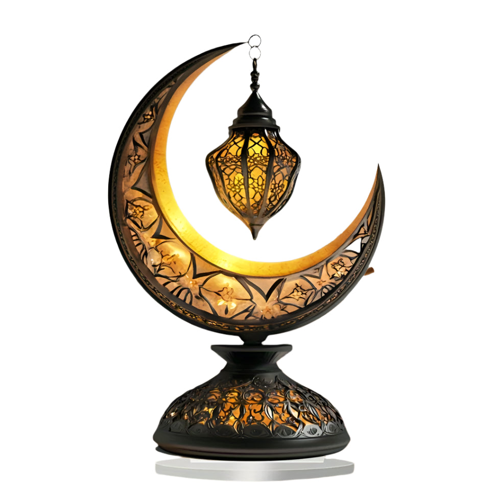 Crescent Moon Lantern Tabletop Acrylic Decor for Ramadan-0