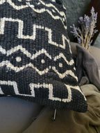 Mud-cloth Cushion Cover - Sahara lines - Black and White