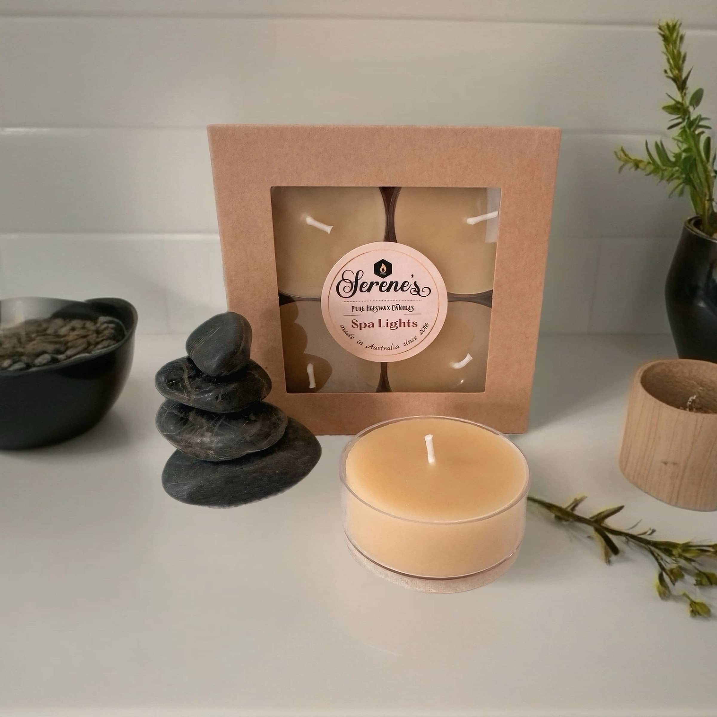 Pure Beeswax Spa Lights | Large Tea Light Candles