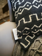 Mud-cloth Cushion Cover - Sahara lines - Black and White