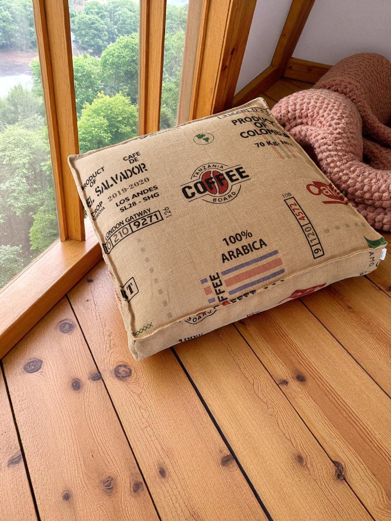 Coffee Jute Floor Cushion