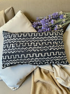 Mud-cloth Cushion Cover - Sahara lines - Black and White