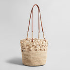 Floral Crochet Woven Straw Tote Bag