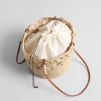 Floral Crochet Woven Straw Tote Bag