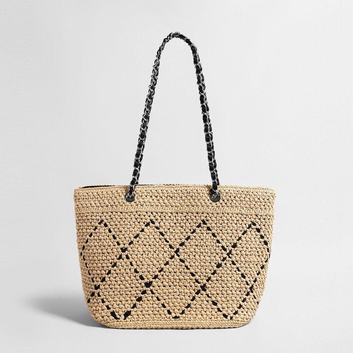 Diamond Weave Straw Tote