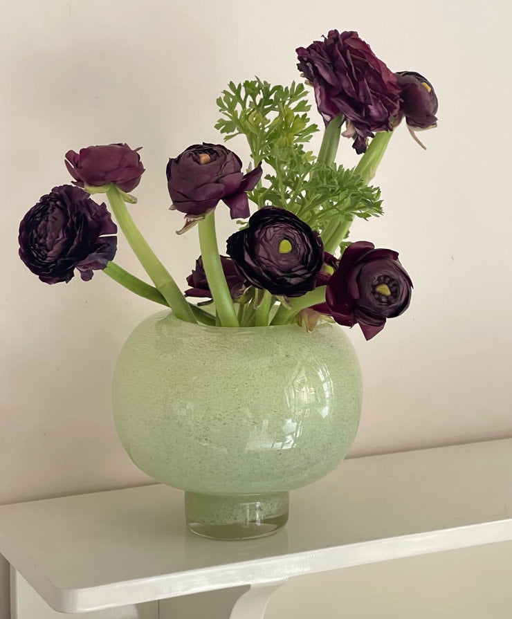 Green Round Glass Vase