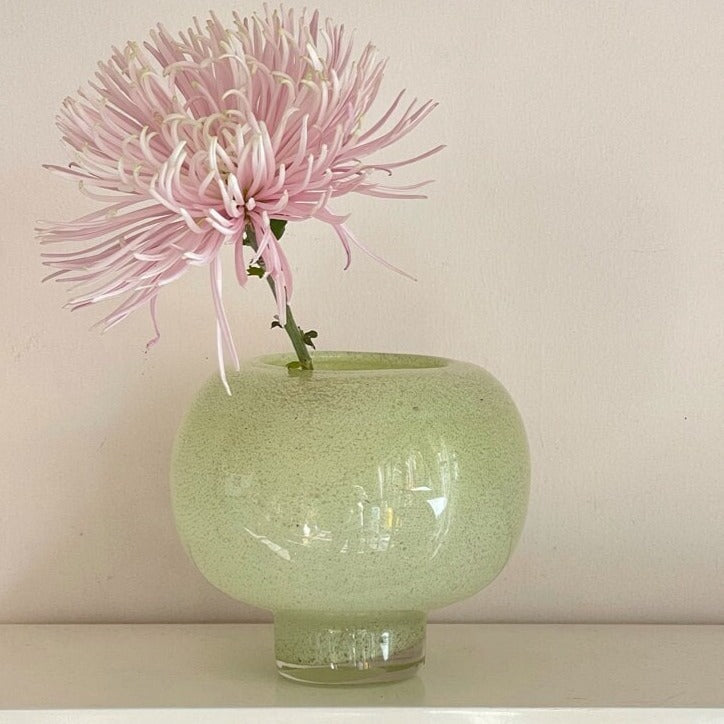 Green Round Glass Vase