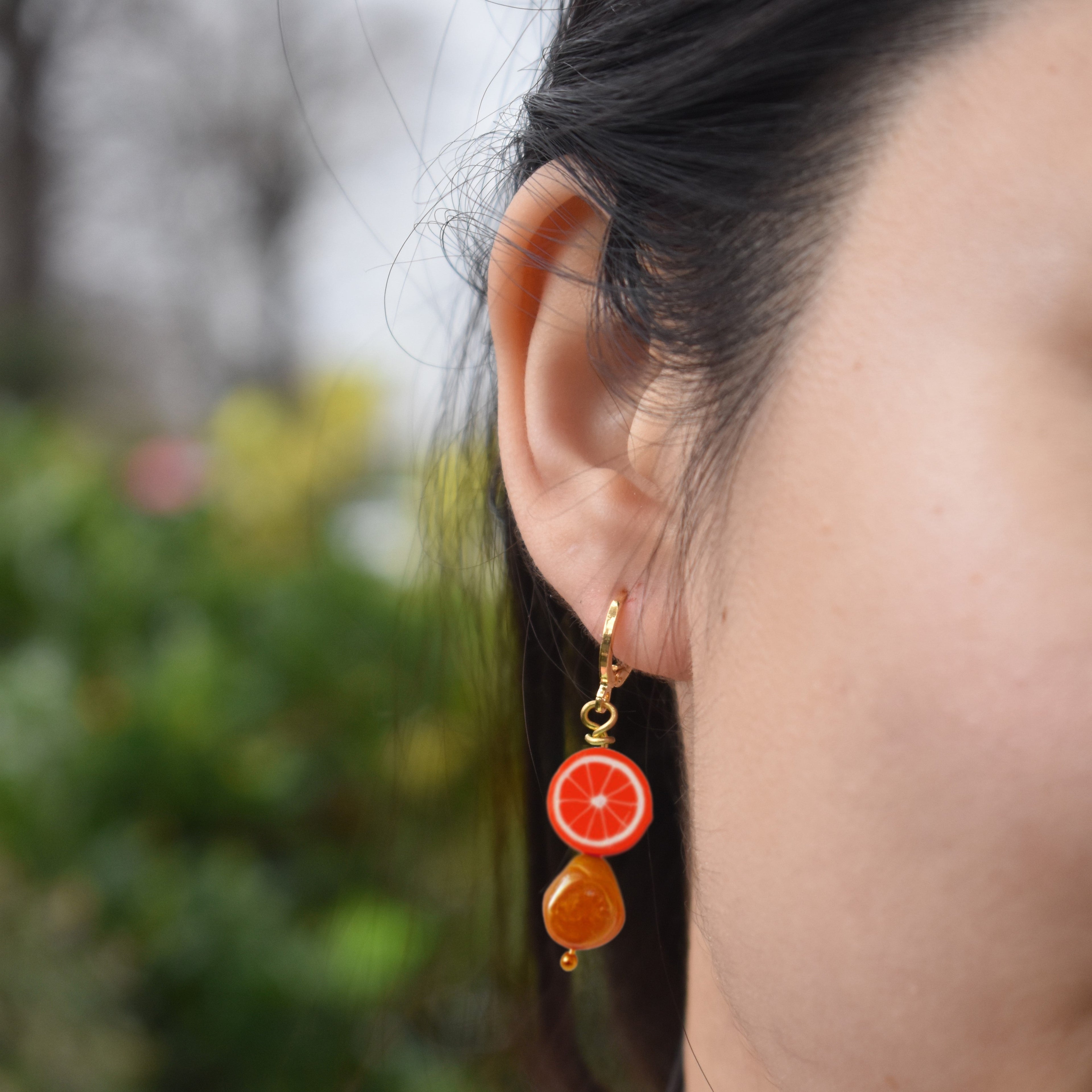 Oranges and Pearl Earrings