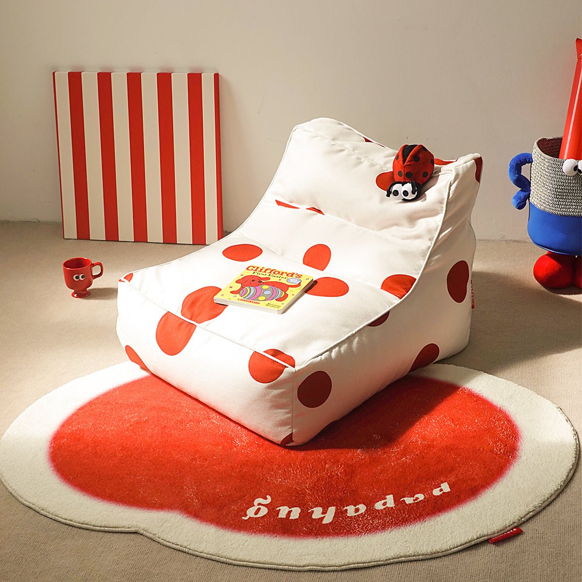 Polka Dot Lady Bug Bean Bag Chair-2
