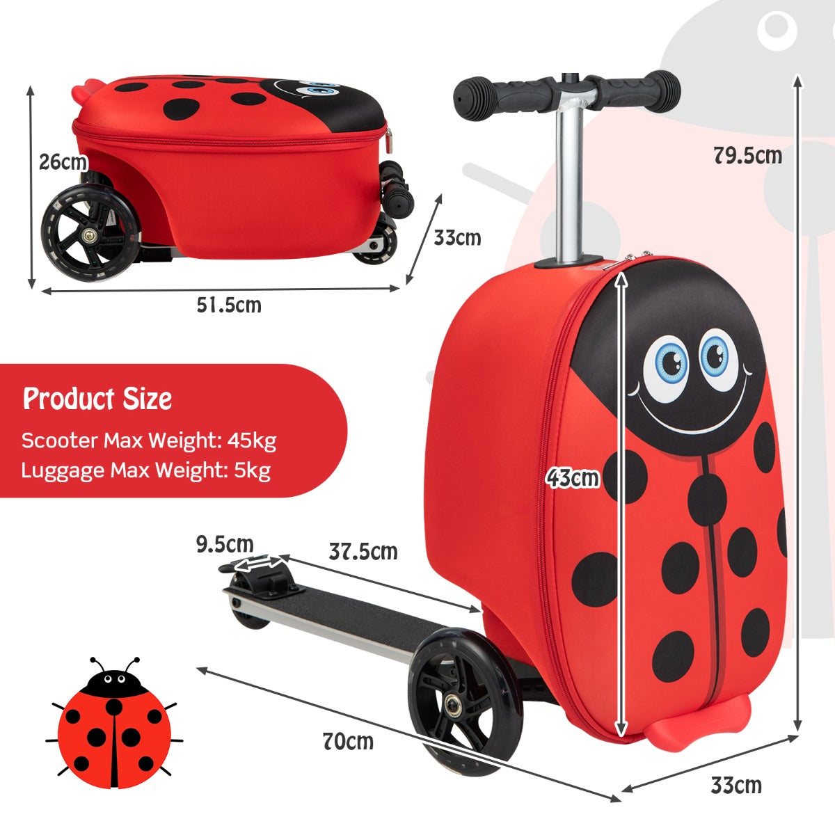 Lady Bug Ride-On Scooter Luggage